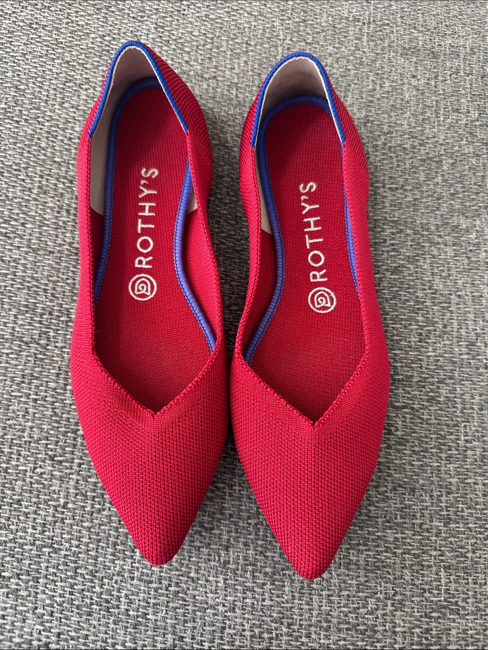 Rothy's The Point True Red Knit Pointed-Toe Flats | Size 8.5